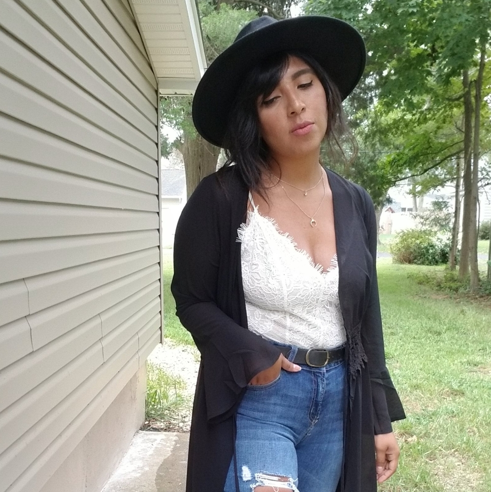 BEAUTY FROM ASHES BLACK CHIFFON CARDIGAN - Picture 10 of 15